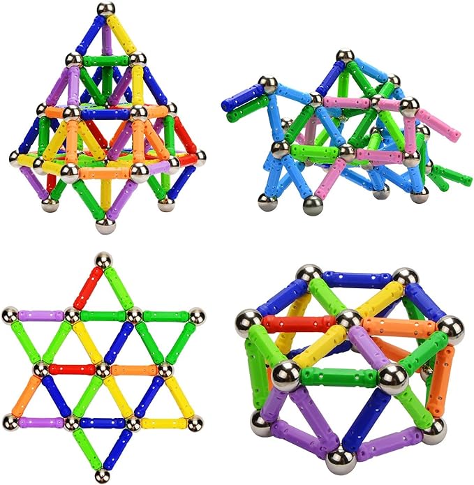 206Pcs Magnetic Building Sticks Blocks, Magnet Educational Toys STEM Toys for Kids and Adult, 3D Construction Building Toy with Storage Bag