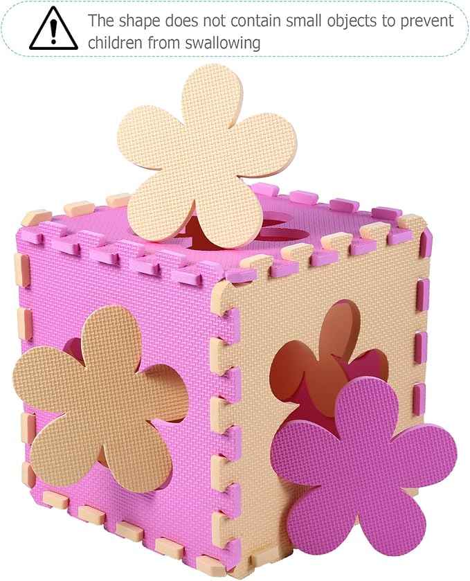 Foam Play Mat for Kids,25Pcs Square Interlocking Puzzle Floor Mat,Baby Play Mat Floor Mat Foam Puzzle Playmat for Toddlers with Fence(Pink Flower-CSH032