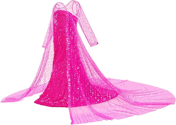 Luxury Princess Dress Costumes with Shining Long Cape Girls Birthday Party