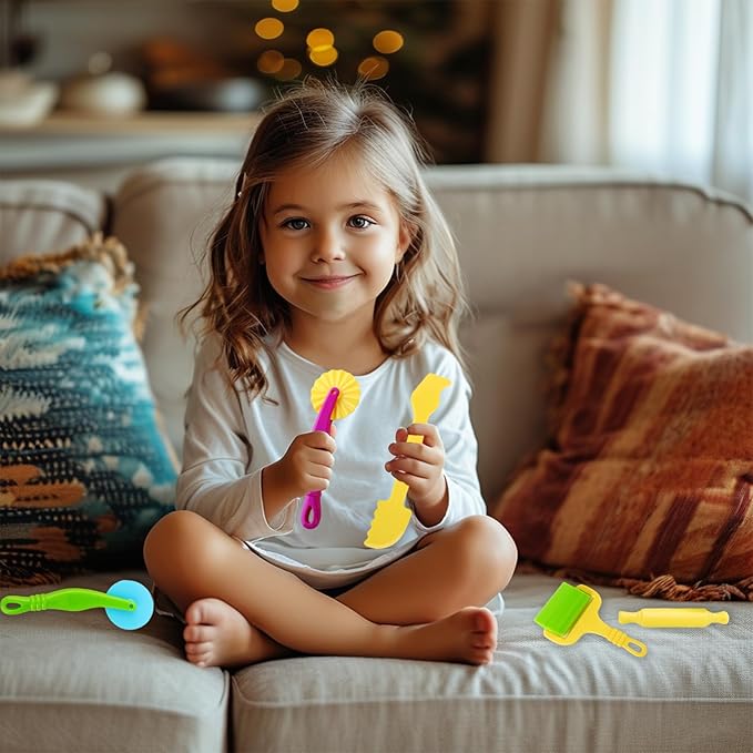 Modeling Clay Tools for Kids Ages 2-4, Craft Molding Clay Tool Set, Clay Molds Cutters Roller Stamps, Modeling Clay Kit 43 Pcs, Sculpting Texture Rolling Pin, Toddlers Accessories Girls Boys