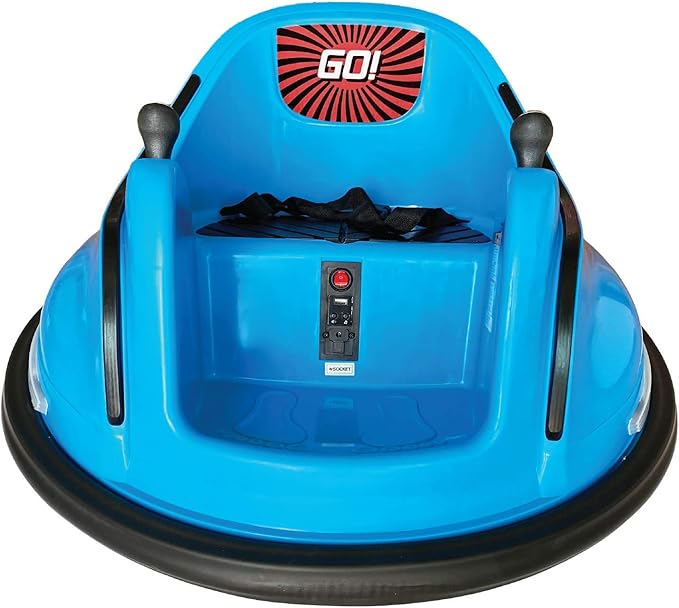 The Bubble Factory Electric RC Kids Bumper Car with Light and Music , Blue Large