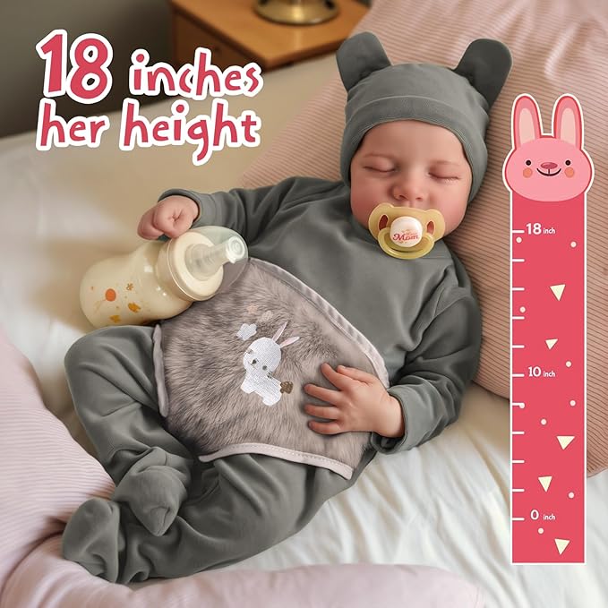BABESIDE Lifelike Reborn Baby Dolls with Bassinet - 17 Inch Full Vinyl Body Realistic Newborn Baby Doll Boy Real Life Baby Dolls with Basket & Feeding Kit Gift Box for Kids Age 3+