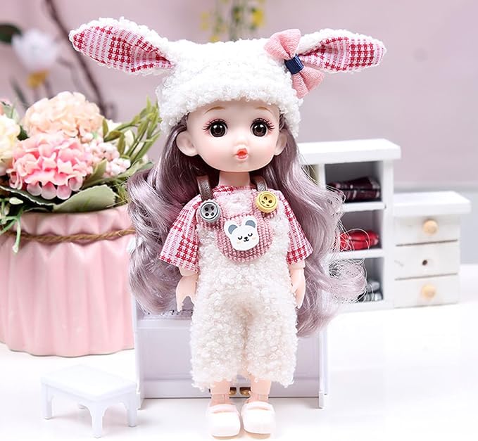 Thcbme 6 Pcs 6 Inch Princess Girl Mini Dolls, Three Sisters Small Princess Dolls, Little Girl Miniature Dolls for 3+ Year Old Girls