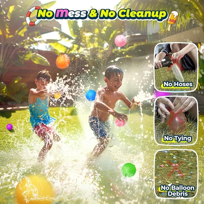 SOPPYCID 12Pcs Reusable Water Balloons, Pool Beach water Toys for Boys and Girls, Outdoor Summer Toys for Kids Ages 3-12, Magnetic Water Ball for Outdoor Activities