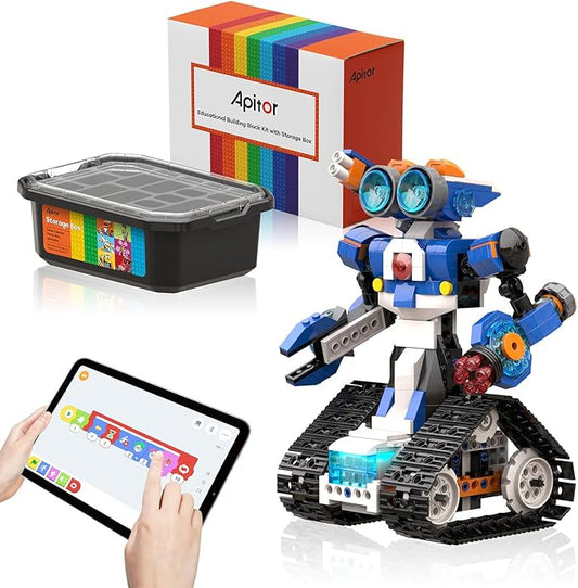 Robot J Smart Robot Building Kit with Storage Box, Programmable App RC Robot/Tank with Coding Game, Christmas Gifts for 7 8 9 10 11 12 Years Old Kids