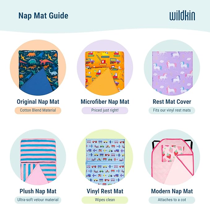 Wildkin Kids Microfiber Nap Mat – Soft Sleep Mat with Pillow, Ideal for School & Travel - Under Construction