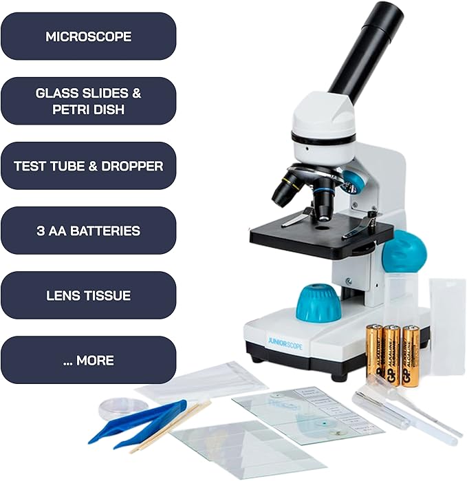 Omano Juniorscope Microscope for Kids – Microscope Kit for Kids 8+ for Science Microscope Experiments – Kids Microscope Kit That Encourage STEM Exploration – Beginner Microscope for Kids 8 and Up.