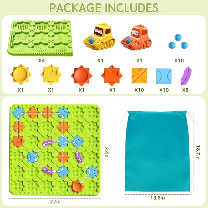 Logical Road Builder Puzzle Games, STEM Learning Toys for Kids Ages 3-8, Montessori Preschool Educational Toys for Fine Motor Skills, Creative Construction Gifts, 200+ Routes & Storage Bag Included