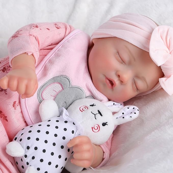 BABESIDE Lifelike Reborn Baby Dolls - 17-Inch Realistic-Newborn Baby Dolls Full Body Vinyl Sleeping Real Life Baby Dolls Girl with Toy Accessories for Kids Age 3 4 5 6 7 +