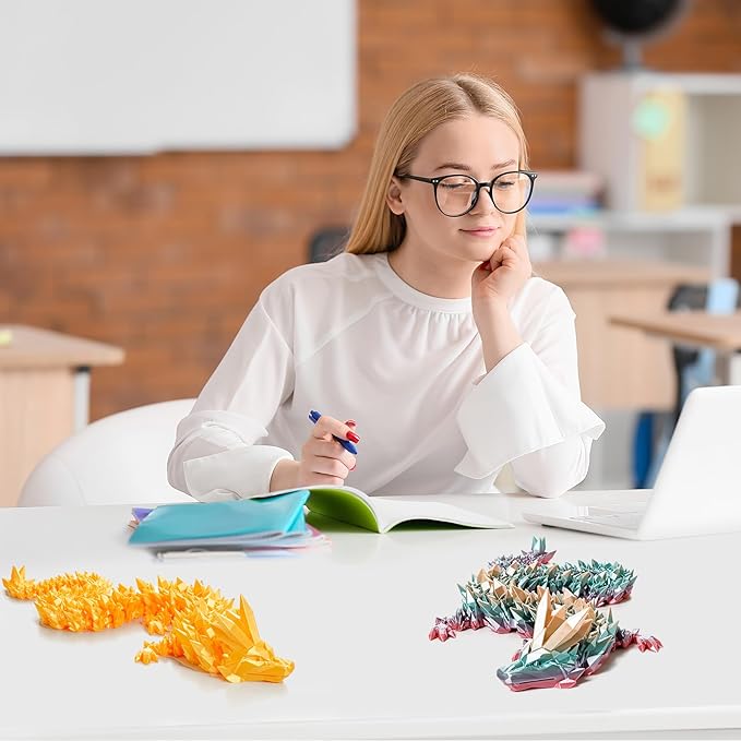 30'' 3D Printed Dragon - 3D Printed Toys, Articulated Crystal Dragon Large Rainbow Animal Fidget Toy, Decor Huge Dragons Collectible Figurines(Mixcolor4,30inch)