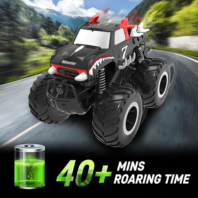 1/16 Remote Control Monster Truck : 4x4 Off Road Waterproof Rc Jeep Combines Amphibious and All Terrain Traversal, Birthday Gift for Boys & Girl Ages 6-12 (Red Pickup)