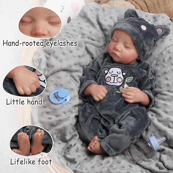 Reborn Baby Dolls,18 Inch Realistic Baby Doll with Full Vinyl Body Lifelike Baby Dolls Real Life Baby Doll for Kids Age 3+ (Levi.B)