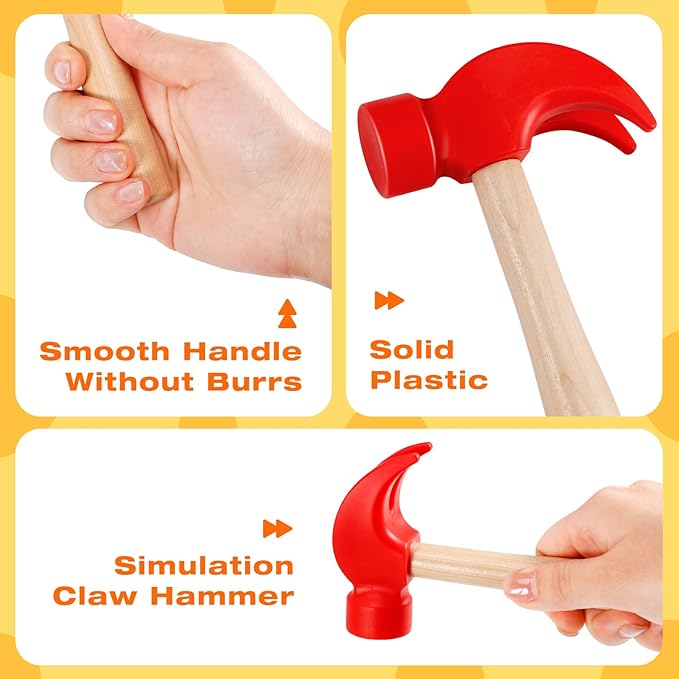 10 Pcs Wooden Hammer Toys,Kids Hammer Toys with 100 Pcs Colorful Wood Golf Tees,Small Plastic Hammer,Simulation Hammers Maintenance Tools Educational Toys for Play School Gift Party