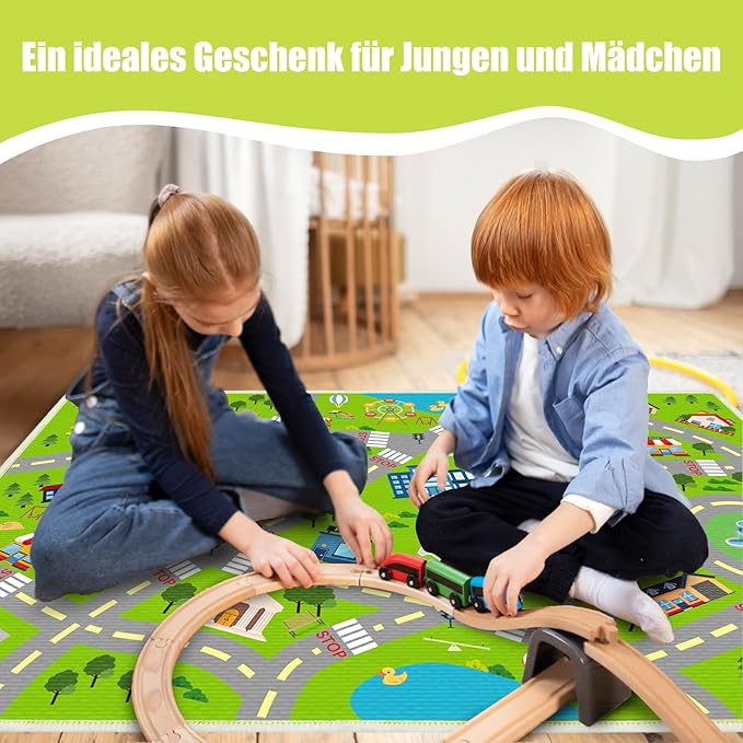 4x6 Ft Kids Rug Car Play Mat Car Rug for Playroom, Kids Educational City Traffic Road Map Fun Carpet, Kid Bedroom Rugs Decor, Road Rugs for Ages 3-12 Years Old (KR1, 4x6ft)