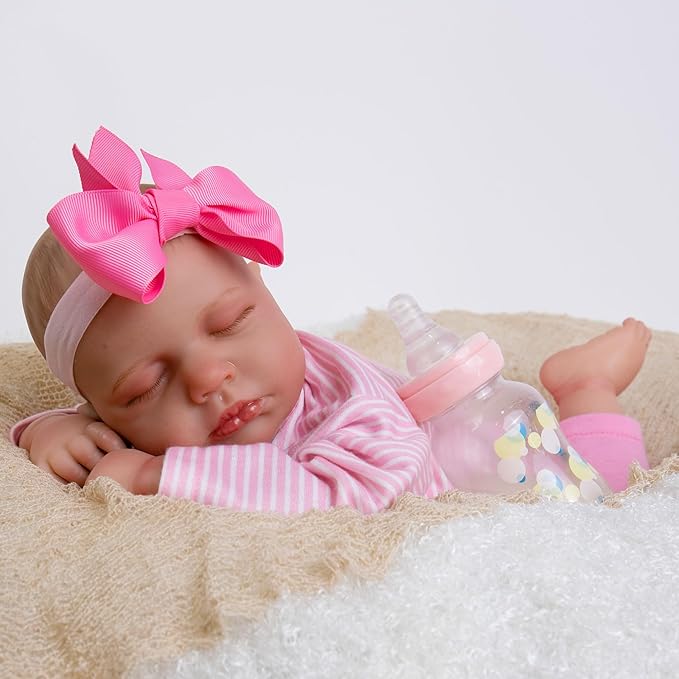 Lifelike Reborn Baby Dolls - 20-Inch Sweet Smile Real Life Realistic-Newborn Sleeping Baby Girl with Toy Accessories Gift Set for Kids Age 3+
