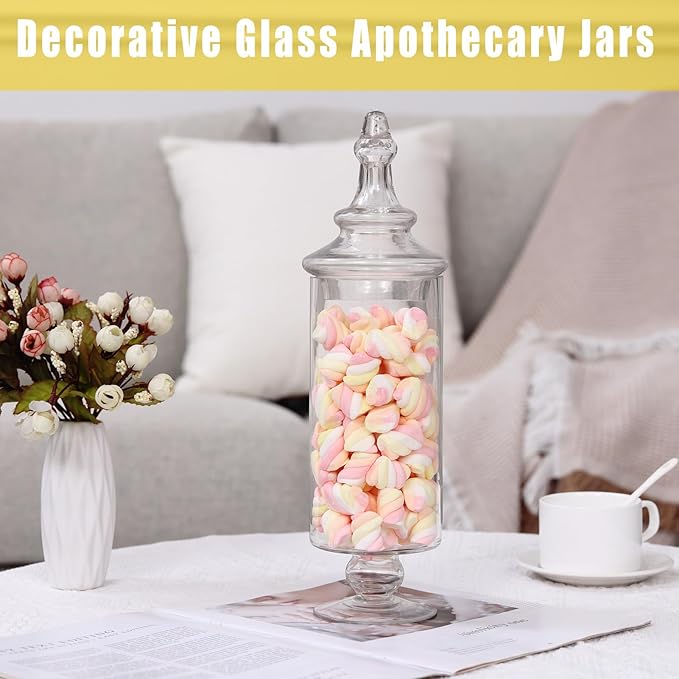 Apothecary Jars Glass Decorative Candy Jars,Candy Buffet Display, Elegant Storage Jar, Decorative Wedding Candy Organizer Canisters with Lids