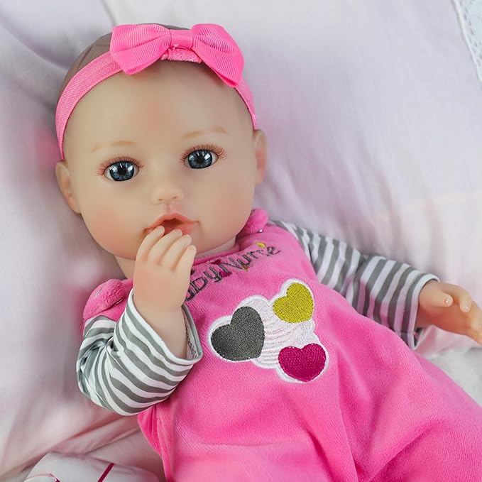 SCOM Baby Doll Girl - 16 inch Realistic Reborn Baby with Soft Cloth Body and Vinyl Limbs, Real Life Baby Dolls with Accessories for 3+ Year Old Gifts