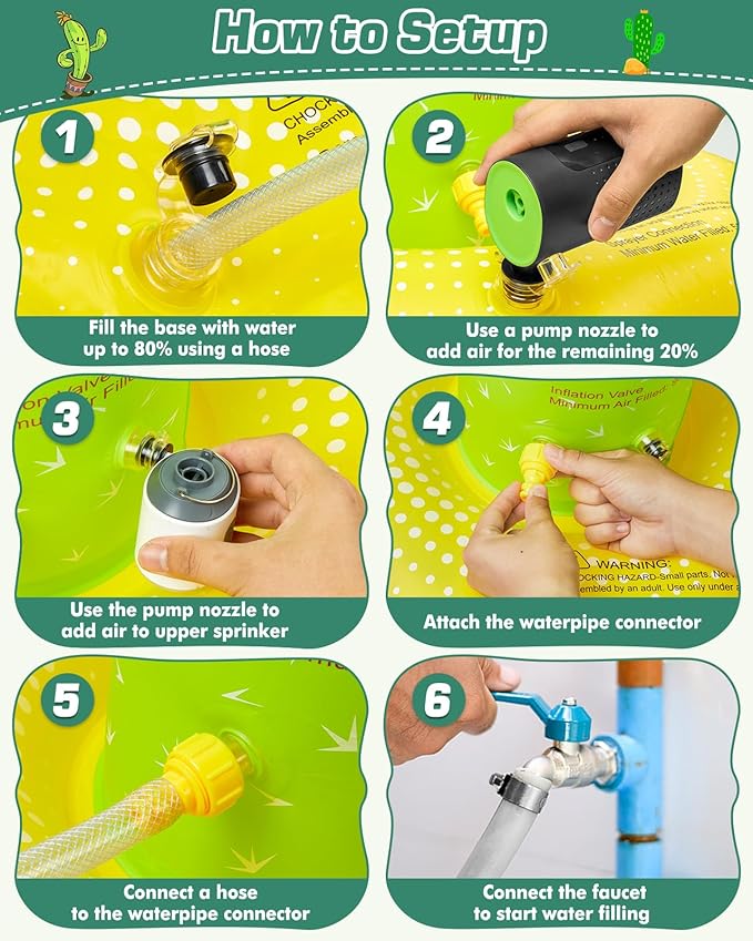 Inflatable Giant Cactus Inflatable Sprinkler - Sprinkler for Kids, Backyard Garden Sprinkler Water Toys for Boys Girls,Summer Party Fun,Water Sprinklers Inflatable Toys