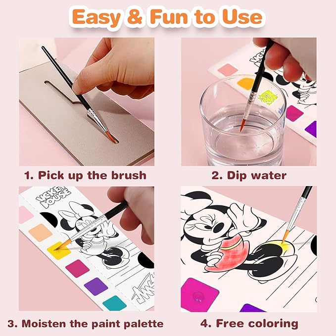 Paint with Water Coloring Books for Kids - 3 Pack, Pocket Mess Free Watercolor Painting Kit, Water Color Paint Set Arts and Crafts Gift for Girls Ages 4 5 6 7 8+, Travel Activity Toy