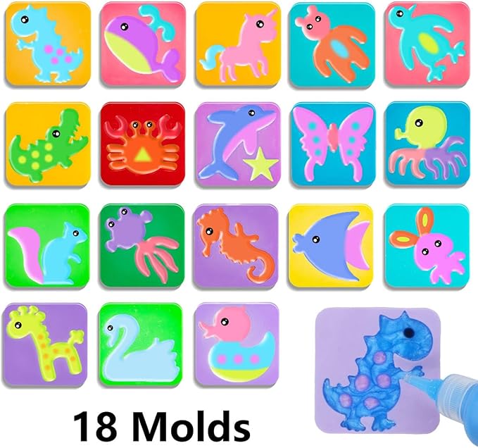 Magic Water Elf Toy Kit,12 Bottles 18 Molds 70ML Aqua Fairy Water Gel Kit for Kids with Sparkling Magic Gel, Crate Your Own Magic Water Elf Aqua Fairy Water Pets Craft Kits for Kids