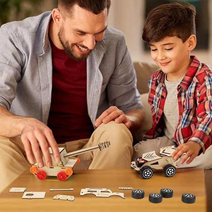 STEM Kits for Kids Age 8-10 10-12, 6 Set Wood Building Projects Crafts Science Model Car Kits for Kids Age 8-12 5-7, Wooden 3D Puzzles, STEM Toys for Boys 7 8 9 10 12 13 Year Old Birthday Gifts