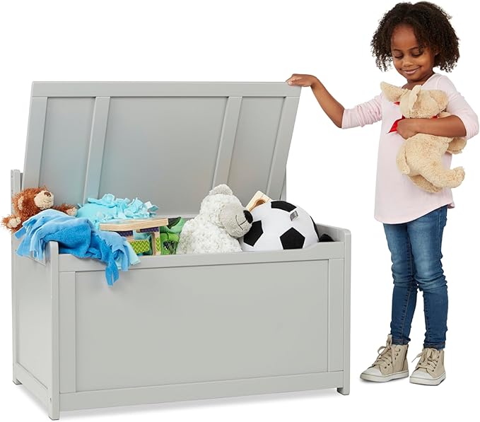 Melissa & Doug Wooden Toy Chest - Gray Furniture for Playroom