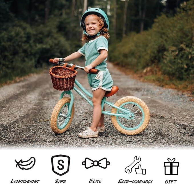 ACEGER 12" Kids Balance Bike with Basket, No Pedal Toddler Bicycle for Early Learning Leg Strength and Steady Balancing, Durable Frame&Tool-Free Adjustable Seat, Gift Bike for 2-5 Kids