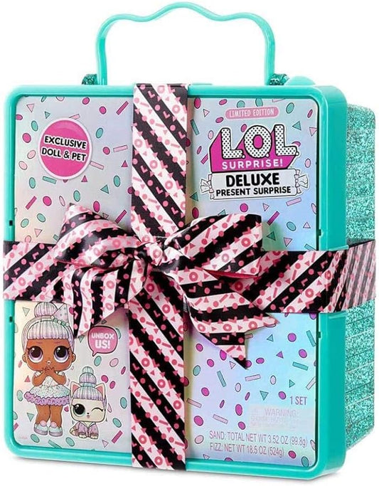 LOL Surprise Deluxe Present with Limited Edition Doll, and Pet, Teal - Adorable Fashion Doll and Colorful Accessories in Giftable Packaging - Birthday Present for Girls Age 4-15 Years