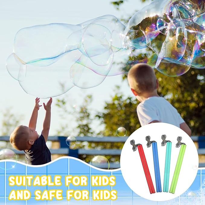 8 Pieces Giant Bubble Wands Big Bubble Wands for Kids Outdoors Bubble Toy for Birthday, Outdoor Activities, Party Favors, Giant Bubble Solution Not Included (Multicolor)