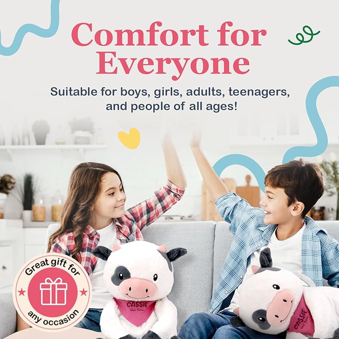 Lilly's Love Weighted Stuffed Animal, 5lb | Sensory Weighted Plush for Kids and Adults | Machine Washable Plushies w/Removable Inner | Calming Weighted Stuffed Animals for Anxiety, Cassie The Cow