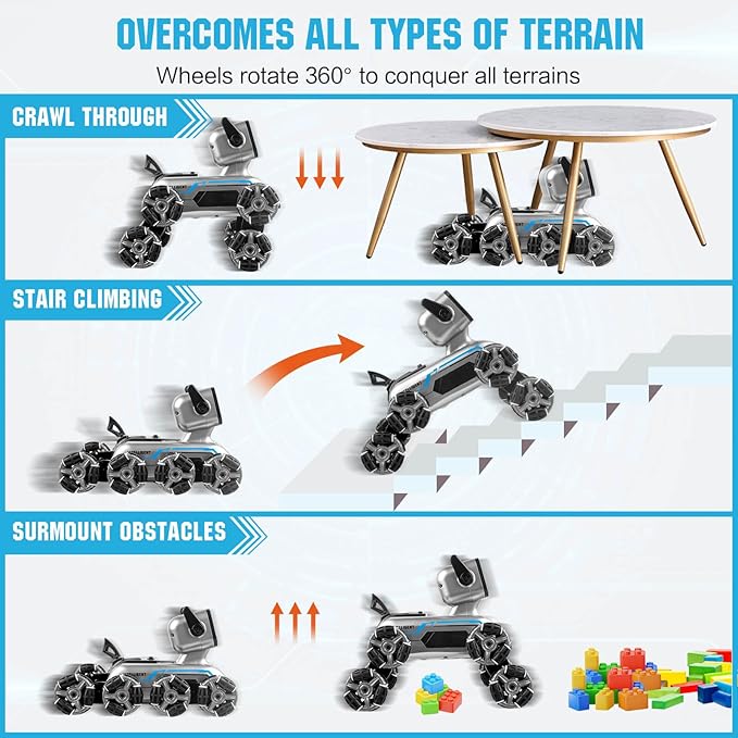 Robot Dog, 2.4Ghz Remote Control Dog Stunt RC Cars with Music & Light, 2 Models RC Robot Toys with 2 Rechargeable Batteries, Birthday Gifts for Kids 6 7 8 9 10 11 12 Years Old