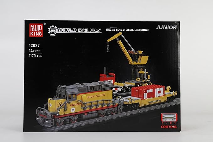 Mould King 12027 Train Building Block Kit, EMD SD40-2 Diesel Locomotive Rail Train with Motor, Remote Controlled Train Set for Kids/Adult Collections Enthusiasts(1170 Pieces)