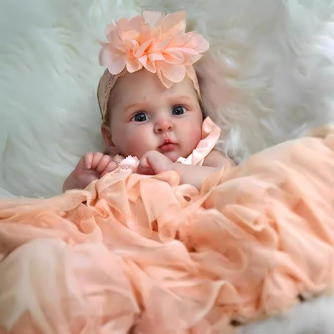 Realistic Reborn Baby Dolls-18 Inch Real Life Baby Dolls Girl Lifelike Baby Doll with Accessories for 3+ Years Old (Orange)