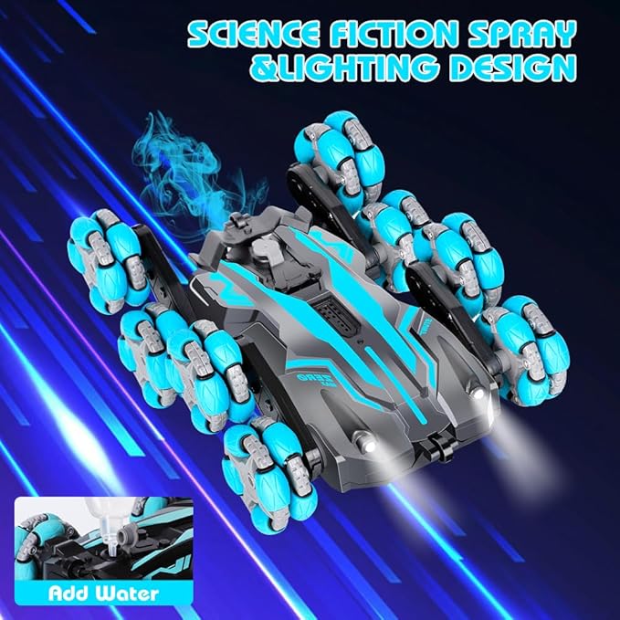 8WD Remote Control car,Gesture Sensing rc car 8 Wheels with Spray & Light, 2.4ghz rc Crawler for boy, 2 Rechargeable Batteries Christmas Toys Birthday Gifts for Kids 8 9 10 11 12