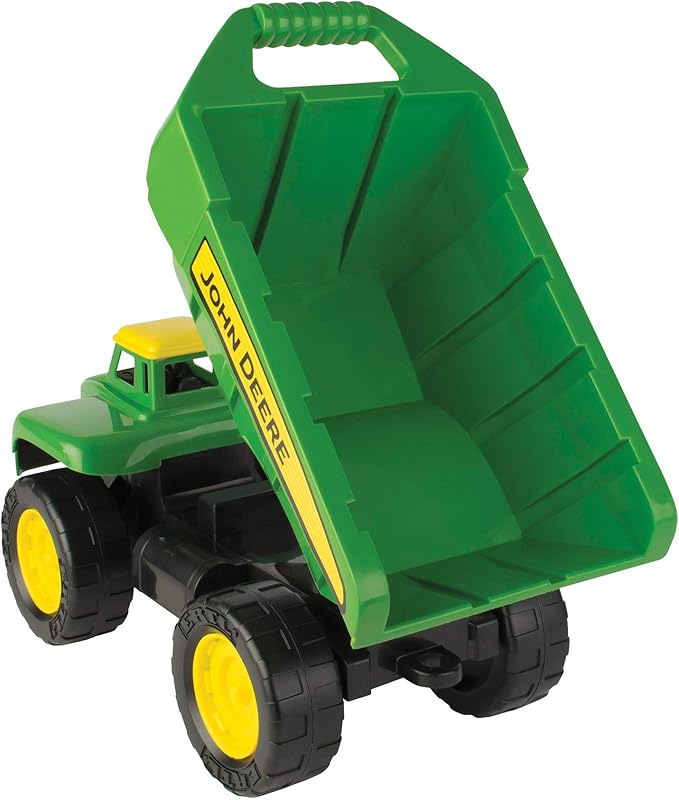 John Deere Big Scoop Dump Truck Toy with Sandbox Tools - Construction Toys Featuring Dump Truck, Sand Toys, and Tractor Wheel Roller - Kids Sandbox Toys - Easter Gifts for Kids - Ages 3 Years and Up