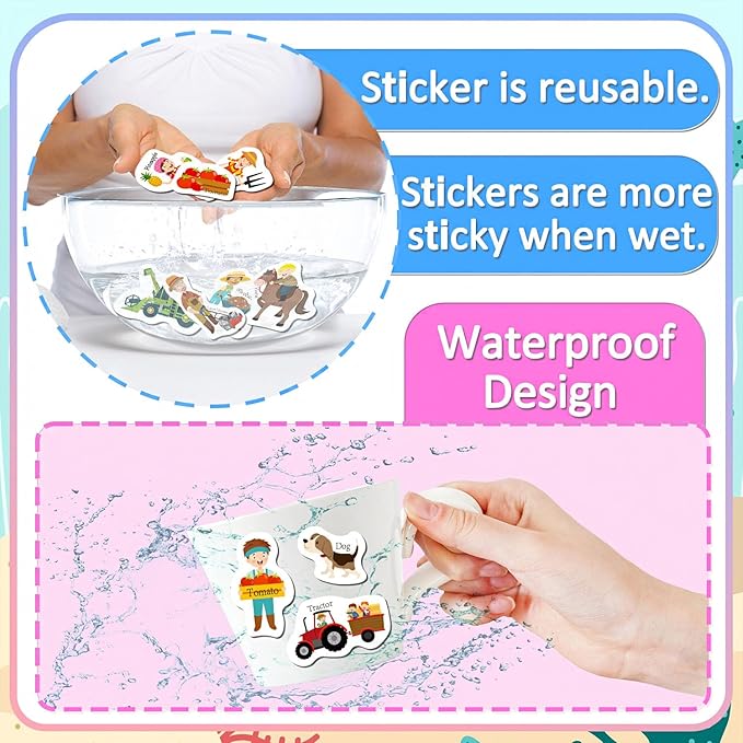 3 Sets Reusable Sticker Books for Kids 2-4, Jelly Stickers Activity Books, 123 Pcs Waterproof Stickers for Kids Girls Boys, Road Trip Toddler Airplane Train Car Travel Essentials Toy