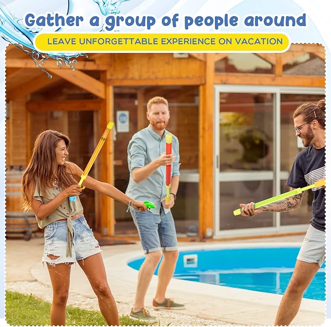 Jexine 72 Pcs Summer Crayon Water Gun 17 Inch Water Guns Bulk Pool Toys Colorful Plastic Water Shooters for Outdoor Swimming Pool Backyard Beach Sand Party Fighting Play Game (Yellow, Red, Green)