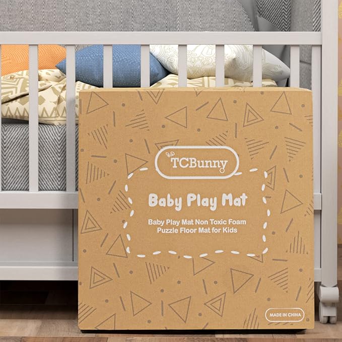 Extra Large Baby Play Mat - 4FT x 6FT Non-Toxic Foam Puzzle Floor Mat for Kids & Toddlers (Persia Handmade Pattern, Blue and White)