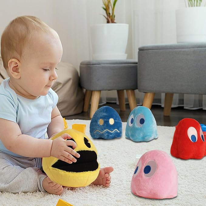 Pacn Game Man Plush Toys, Ghost Stuffed Animals Game Toys, Great as a Party Favor Gift or Companion,Ghost Plush Toy, Children's Day and Birthday Parties for Girls (Set of 8)