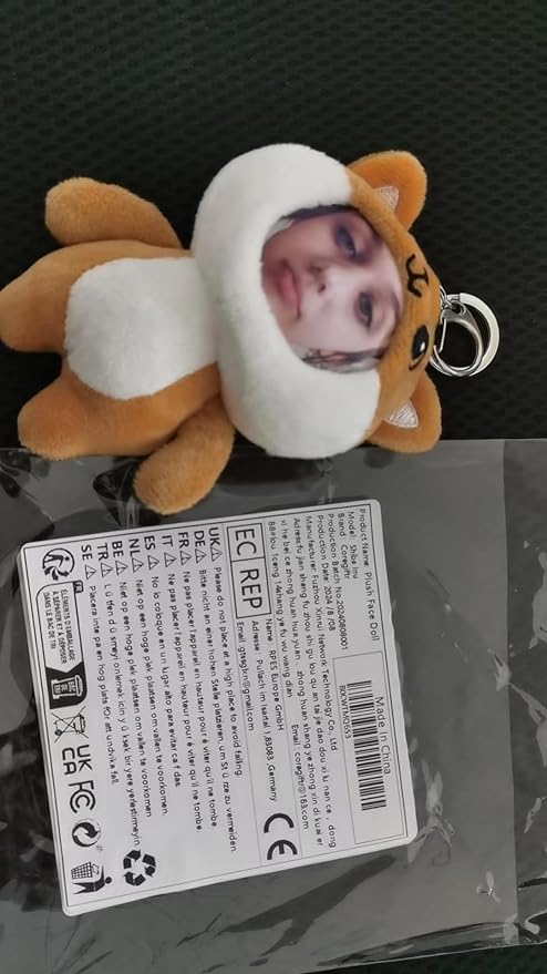 Personalized Dog Stuffed Animal Key Chain – Customizable Shiba Inu Plush Toy, Gift with Your Face Photo,5 inches