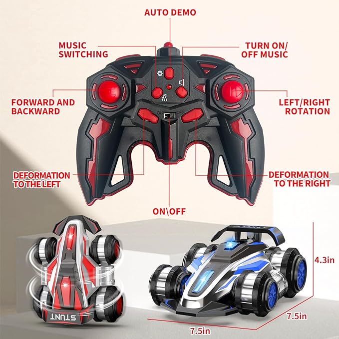 Remote Controlled Drift Stunt Car, Light and Music RC Cars, 360 ° Rotation Suspended Car, 2.4G,4WD Remote Control Cars, Birthday Gift for Boys and Girls Aged 5-12