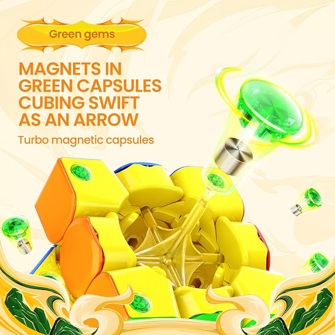 GAN 356 M E Golden, Magnetic Speed Cube 3x3 Stickerless Magic Cube, 48 Magnets GES Pro+ Customized 12 Tension Setting Puzzle Toys for Children Kids Adult, Gan 356M Upgraded Version