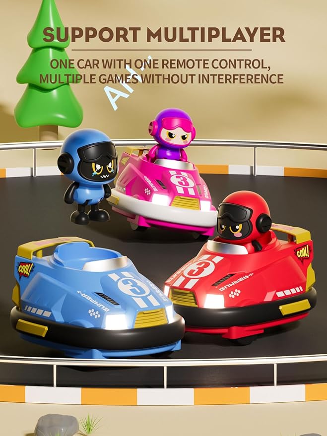 ATHLERIA 2pcs Remote Control Bumper Car Toys for Boys Girls,RC Race Vehicles,Two Player Competitive Games,Christmas Birthday Gifts for 3 4 5 6 7 8-12 Years Old Toddlers Boys Girls Teens(Blue+Pink)