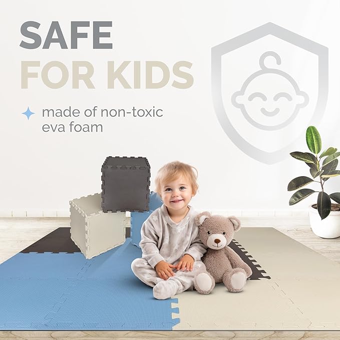 TOYVELT Ultimate Foam Play Mat Set 12x12-16 Interlocking Floor Tiles for Kids - Colorful Foam Puzzle Mats - Safe and Durable Kids Floor Mats - Ideal Play Mat for Toddlers 1-3 - Tiles Non Toxic