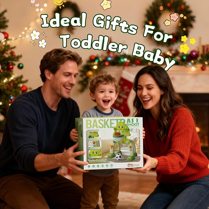 Toddler Basketball Hoop Soccer Goal for Kids 1-3, Baby Toys for 1 Year Old Boy Gifts, Kids Sports Toy with Light Sound Music, Baby Interactive Toys for Christmas Birthday Gifts for Baby