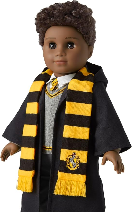 American Girl Harry Potter 18-inch Doll Hufflepuff Outfit with Sweater and Scarf Featuring House Crest, For Ages 6+