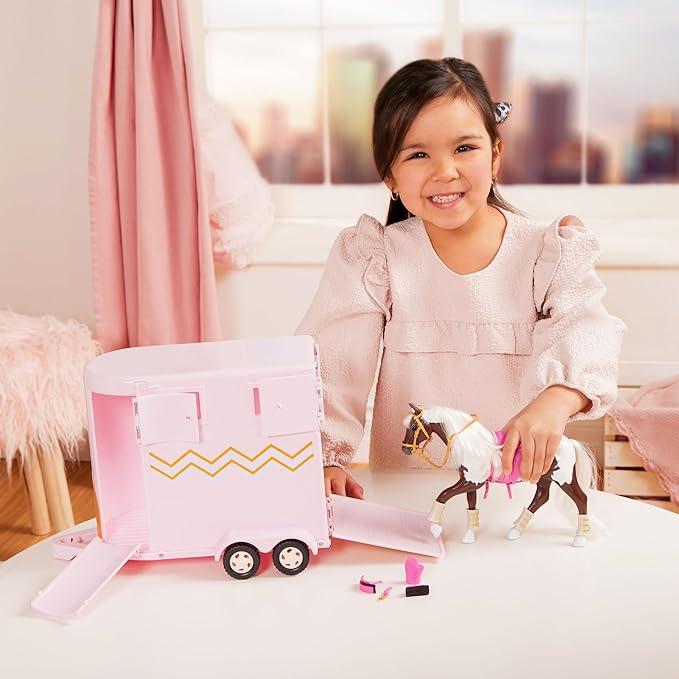 Lori Dolls – Hoofing It – Horse Trailer – Play Set for 6-inch Horses & Mini Dolls – Horse Accessories – Saddle, Bridle, Brush & More – 3 Years +