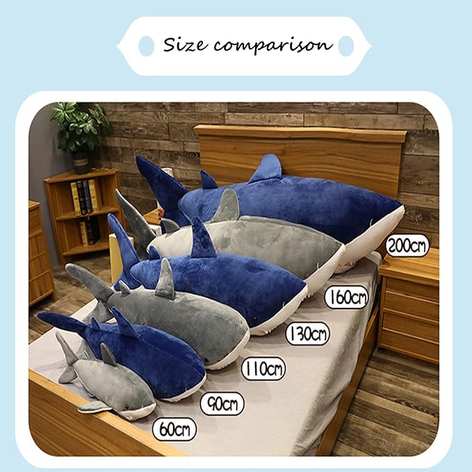 Tiny Heart Simulation Great White Shark Plush Toys, 35inch grey Soft Great White Shark Stuffed Animal Dolls pillow Cute Kids Birthday Gift Decorations Plush Toys