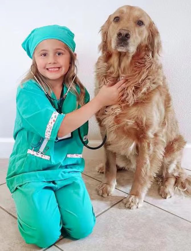 ANPHILE Kids Veterinarian Costume, Kids Doctor Vet Costume Outfit Pretend Play Dress Up Set for Career Day