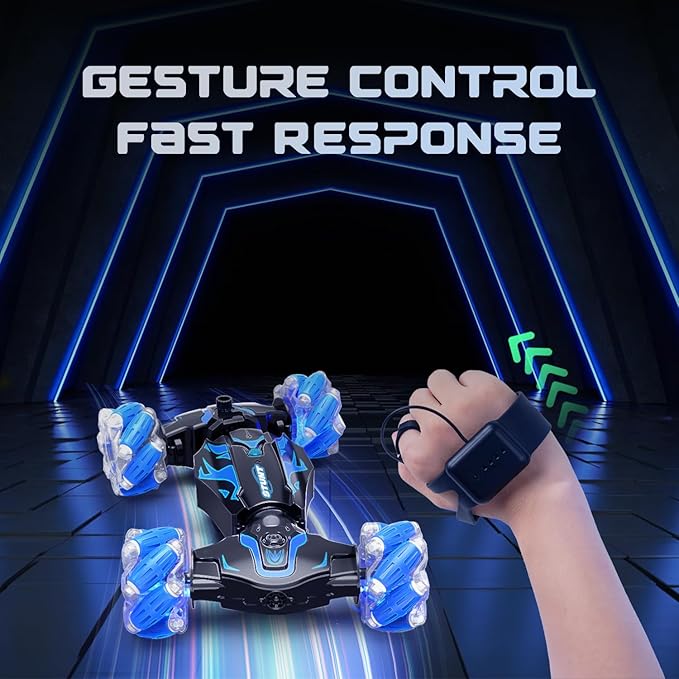 BEZGAR Gesture Sensing RC Stunt Car - Boys Toys Age 6-12, 2.4Ghz Remote Control Twist Car with Light & Music, 4WD Hand Controlled RC Cars, Birthday Gifts for Kids 6 7 8 9 10 11 12 Years Old